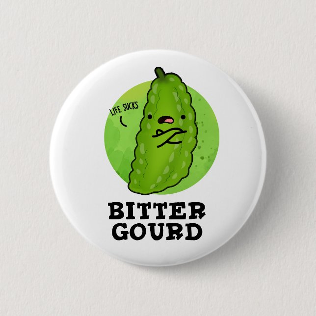 Bitter Gourd Funny Veggie Pun Button (Front)