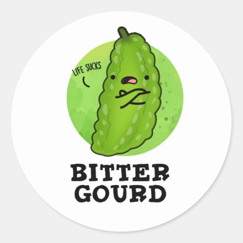 Bitter Gourd Funny Veggie Pun Classic Round Sticker