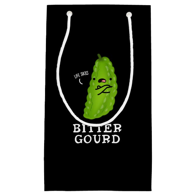 Bitter Gourd Funny Veggie Pun Dark BG Small Gift Bag (Front)