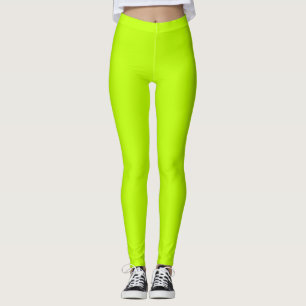 Bitter Lime Green Solid Color Leggings