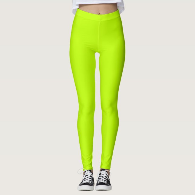 Bitter Lime Green Solid Color Leggings (Front)