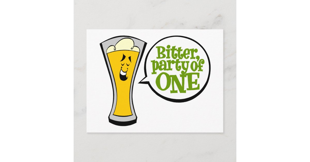 bitter-party-of-one-invitation-postcard-zazzle