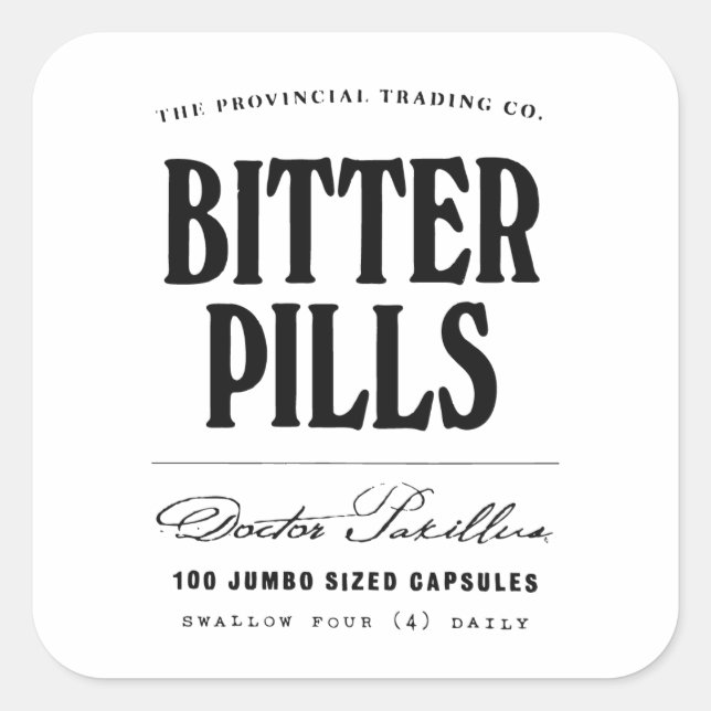 Bitter Pills - apothecary label (Front)