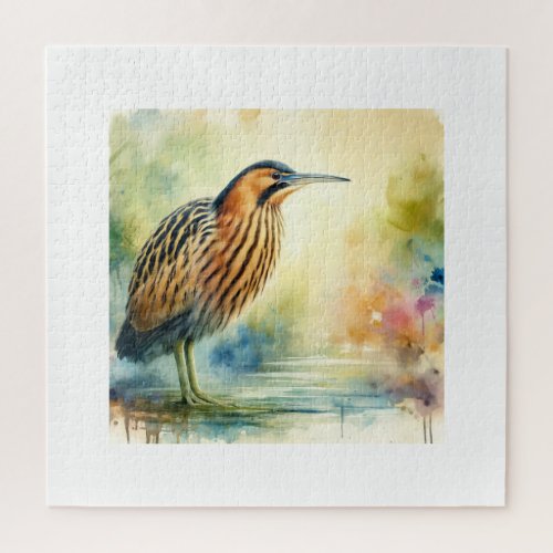Bittern in Watercolor Colors AREF708 _ Watercolor Jigsaw Puzzle