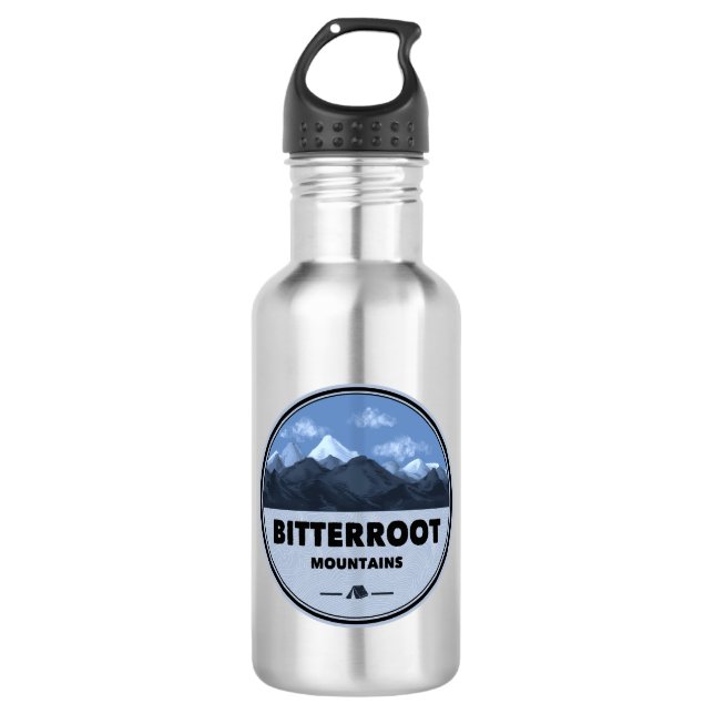 Bitterroot Mountains Camping Stainless Steel Water Bottle (Front)