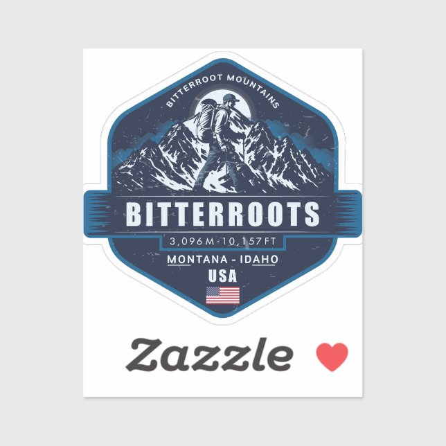 Bitterroot Mountains Hiking Badge Sticker (Sheet)