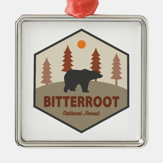 Bitterroot National Forest Bear Metal Ornament (Front)