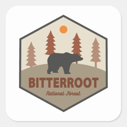 Bitterroot National Forest Bear Square Sticker