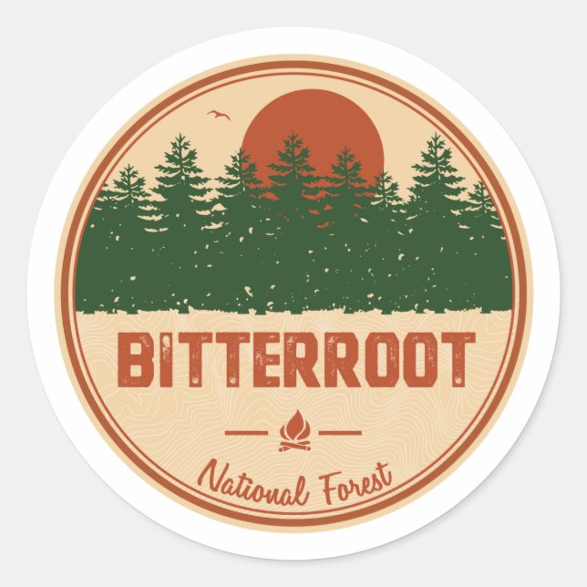 Bitterroot National Forest Classic Round Sticker (Front)