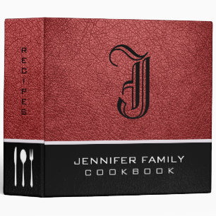 Bittersweet Leather Family Recipes Monogram #2 3 Ring Binder