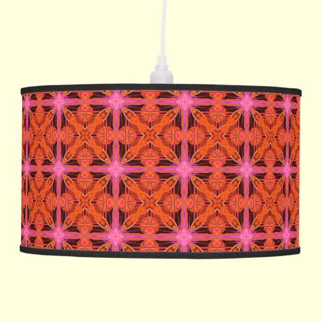 Bittersweet Pink Glowing Abstract Moroccan Lattice Hanging Pendant Lamps