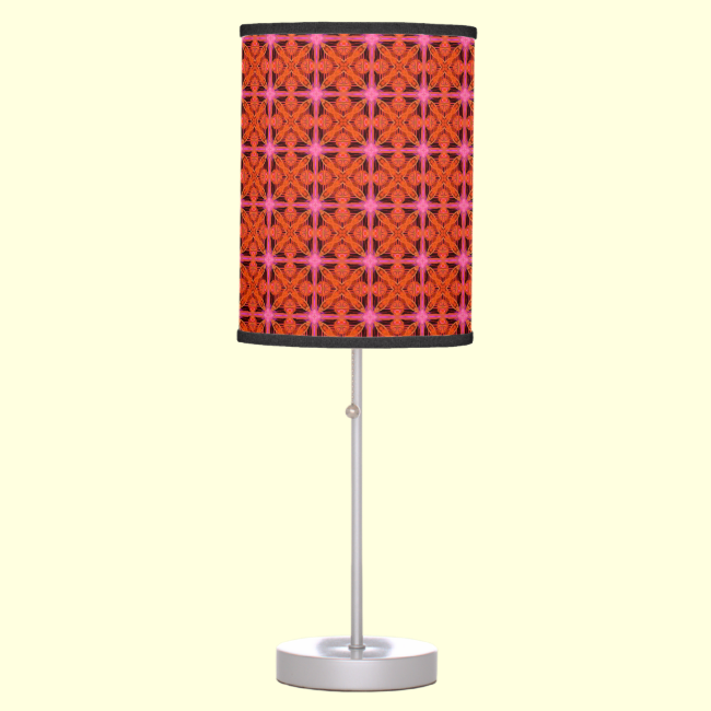 Bittersweet Pink Glowing Abstract Moroccan Lattice Desk Lamps
