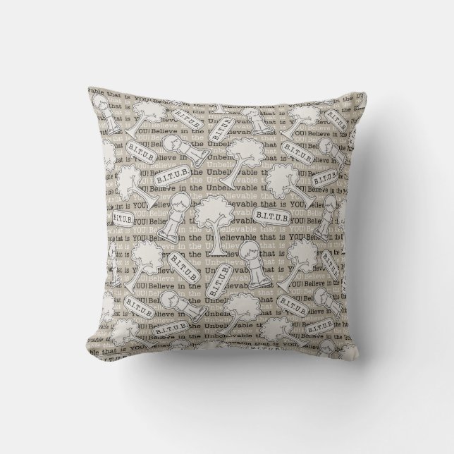 BITUB Pattern (Believe in the Unbelievable) Throw Pillow (Front)