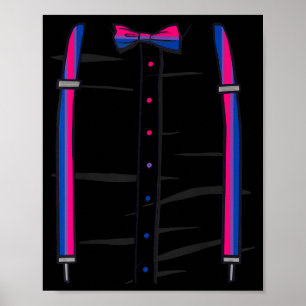 Biual Pride Flag Bow Tie And Braces Lgbtq Bi Poster