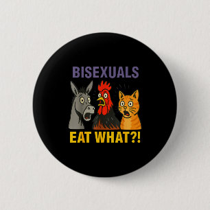 Biuals Eat What Surprised Chicken Cat Lgbt Pride  Button