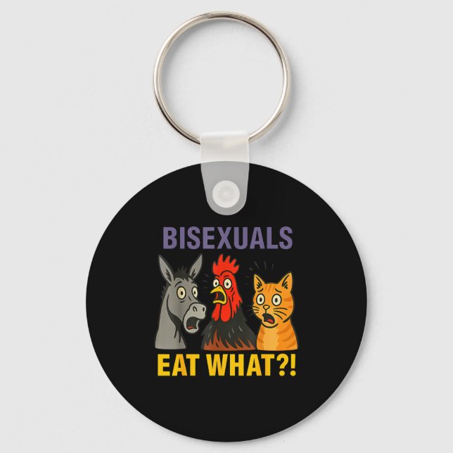 Biuals Eat What Surprised Chicken Cat Lgbt Pride  Keychain (Front)