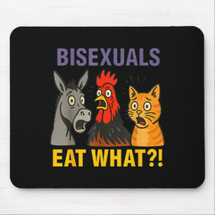 Biuals Eat What Surprised Chicken Cat Lgbt Pride Mouse Pad