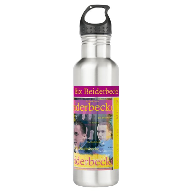Bix Beiderbecke Stainless Steel Water Bottle (Front)
