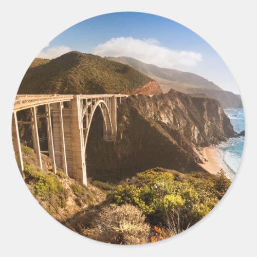 Bixby Bridge Big Sur California USA Classic Round Sticker