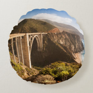 Bixby Bridge, Big Sur, California, USA Round Pillow