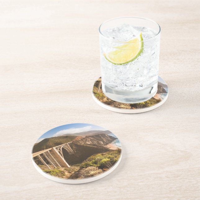 Bixby Bridge, Big Sur, California, USA Sandstone Coaster (Side)