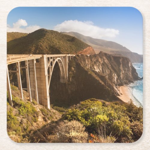 Bixby Bridge Big Sur California USA Square Paper Coaster
