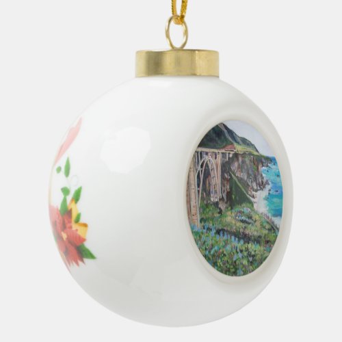 Bixby Bridge Ceramic Ball Ornament