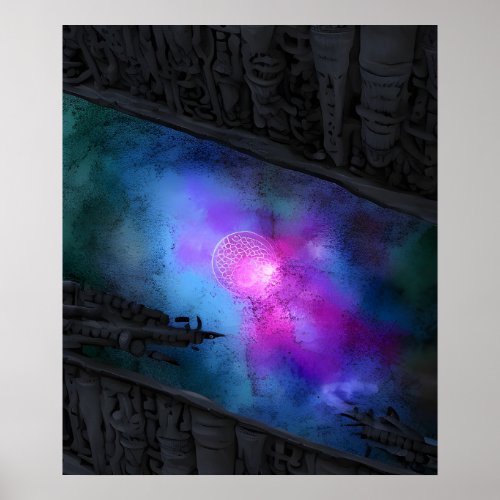 Bizarre abstract non_existent planet poster