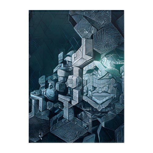 Bizarre abstract post_apocalyptic city acrylic print