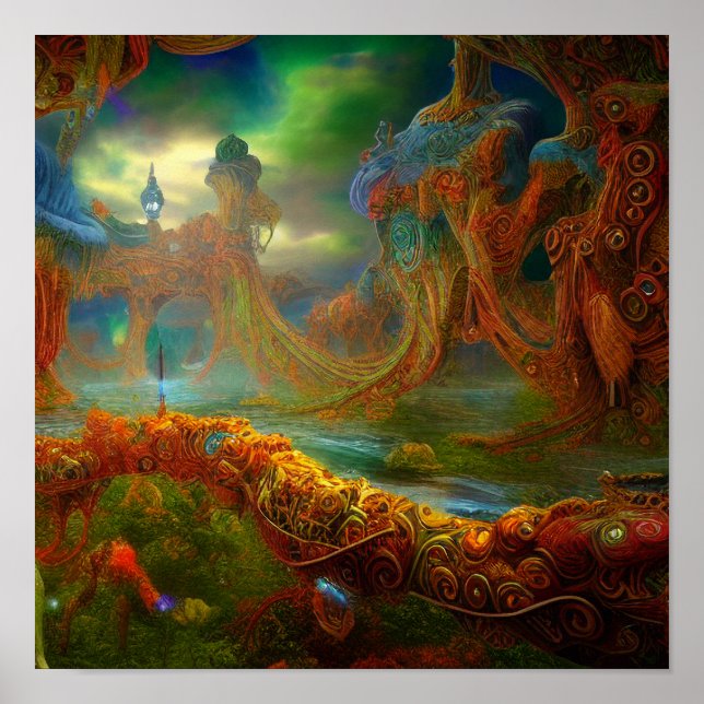 Bizarre Alien Ornamental Lake Lucid Dream Poster (Front)