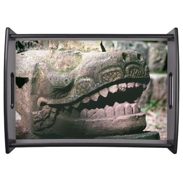 Bizarre Ancient Statue Figure Mayan Culture Copan Serving Tray (Front)