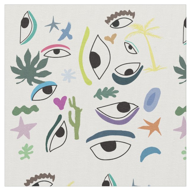 Bizarre Eyes  Modern Art  Fabric (Close Up)