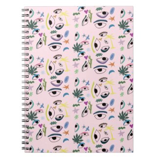 Bizarre eyes stars art pattern  notebook