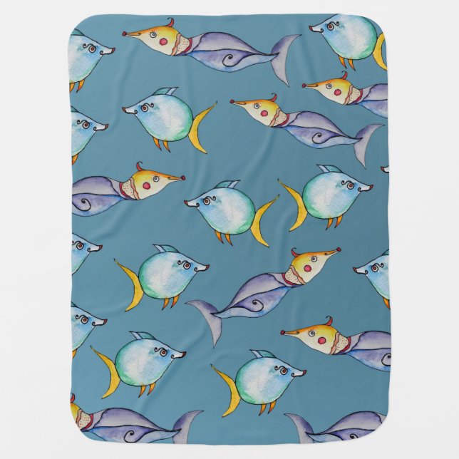 Bizarre Fishes Baby Blanket (Front)