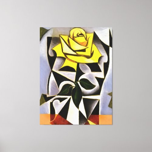 Bizarre Geometric Yellow Rose Art Canvas Print