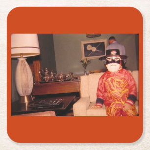 Bizarre Strange Halloween Costume, Vintage Square Paper Coaster