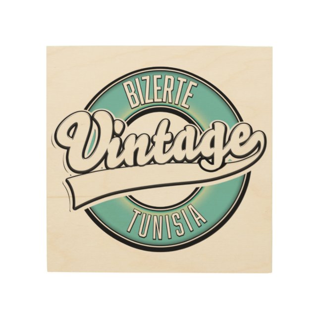Bizerte tunisia vintage style logo wood wall art (Front)