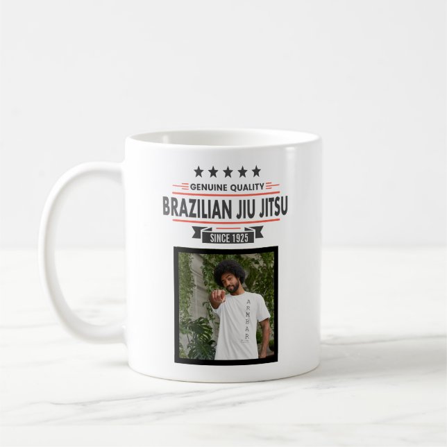 BJJ Black Belt Ranked With Name and Date Of Award Coffee Mug (Left)