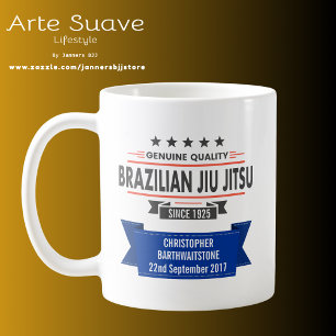 BJJ Blue Belt Ranked With Name and Date Of Award Coffee Mug
