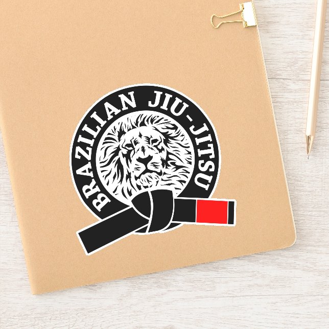 BJJ - Brazialian Jiu-Jitsu Lion Emblem Sticker (Notebook)