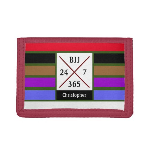 BJJ Brazilian Jiu Jitsu 24 7 365 Belt Stripes Trifold Wallet