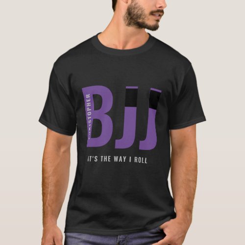 BJJ Brazilian Jiu Jitsu Add Name Purple Belt T_Shirt
