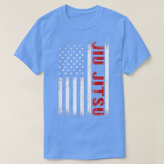 BJJ Brazilian Jiu Jitsu American Flag US T-Shirt (Design Front)