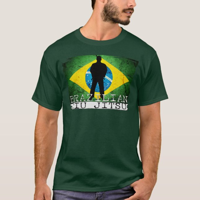 BJJ Brazilian Jiu Jitsu - Brazilian Flag Icon T T-Shirt (Front)