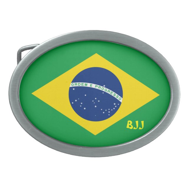 BJJ, Brazilian Jiu-Jitsu Oval Belt Buckle (Front)