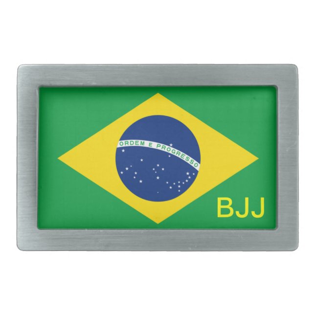 BJJ, Brazilian Jiu-Jitsu Rectangular Belt Buckle (Front)