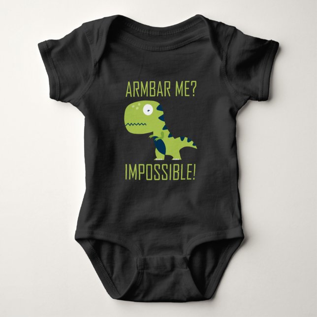 BJJ Brazilian Jiu Jitsu TRex Armbar Humor Baby Bodysuit (Front)