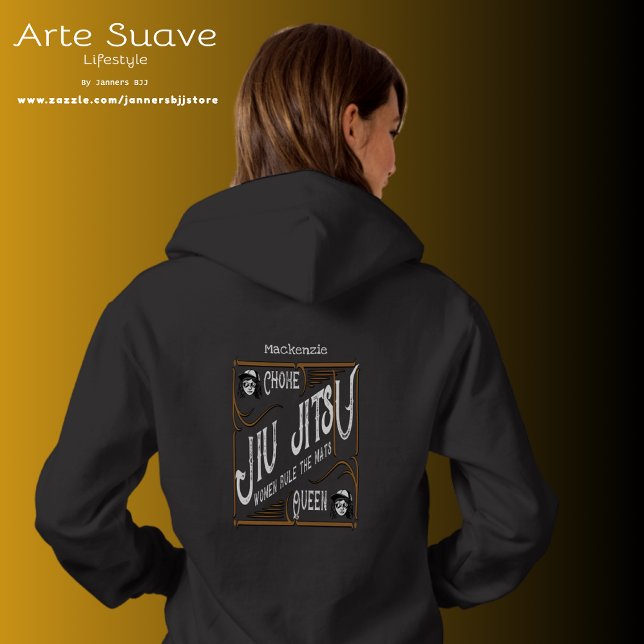 BJJ Choke Clothing Brazilian Jiu Jitsu Girls Gifts Hoodie (Woman's jiu jitsu hoodie modelled by slim female.)