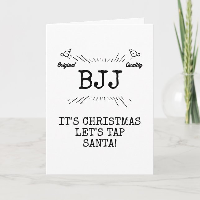 BJJ Christmas Fun Let's Tap Santa Personalized Holiday Card (Front)