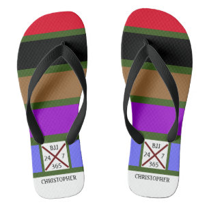 BJJ Jiu Jitsu 24 7 365 Belt Stripes Gym Flip Flops